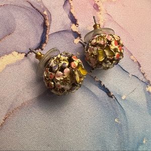 Betsey Johnson floral butterfly stud earrings